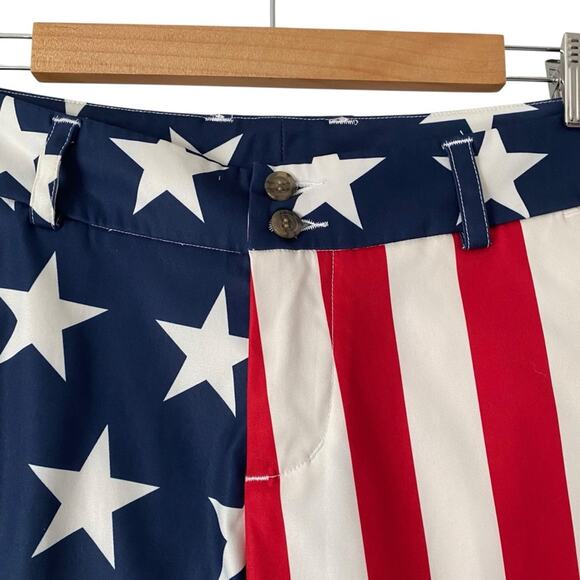 Loudmouth Bermuda Golf Shorts Stars and Stripes Red White Blue size 12 - Picture 3 of 7